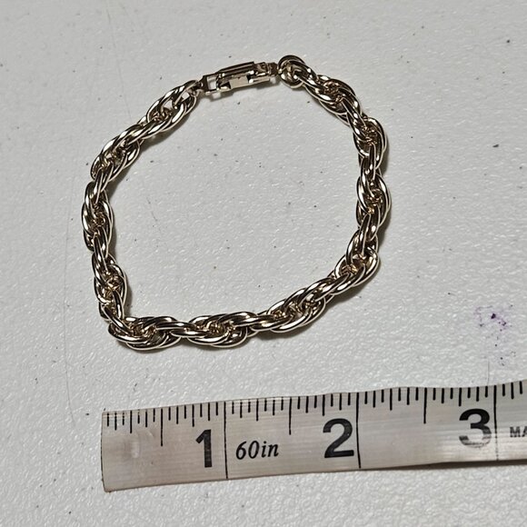 Vintage Classic Silver Tone Rope Chain Chunky Bracelet Box Clasp Fashion Jewelry - Picture 5 of 5